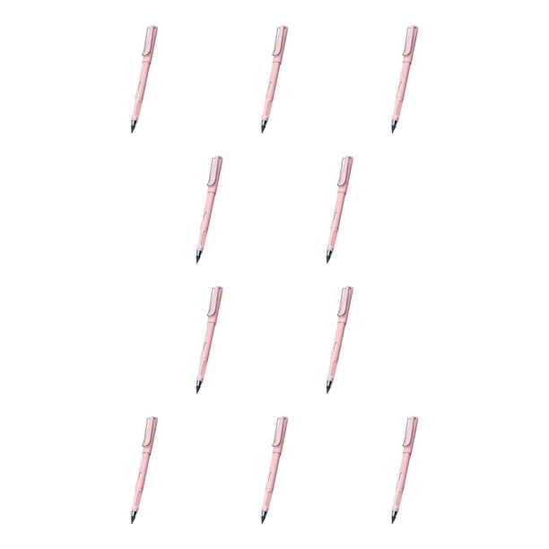 Sidaley Lápiz de escritura Sin tinta Duradero Ilimitado Bolígrafo eterno Boceto Papelería Accesorios Herramienta Útiles escolares Rosa Rosa 10piezas