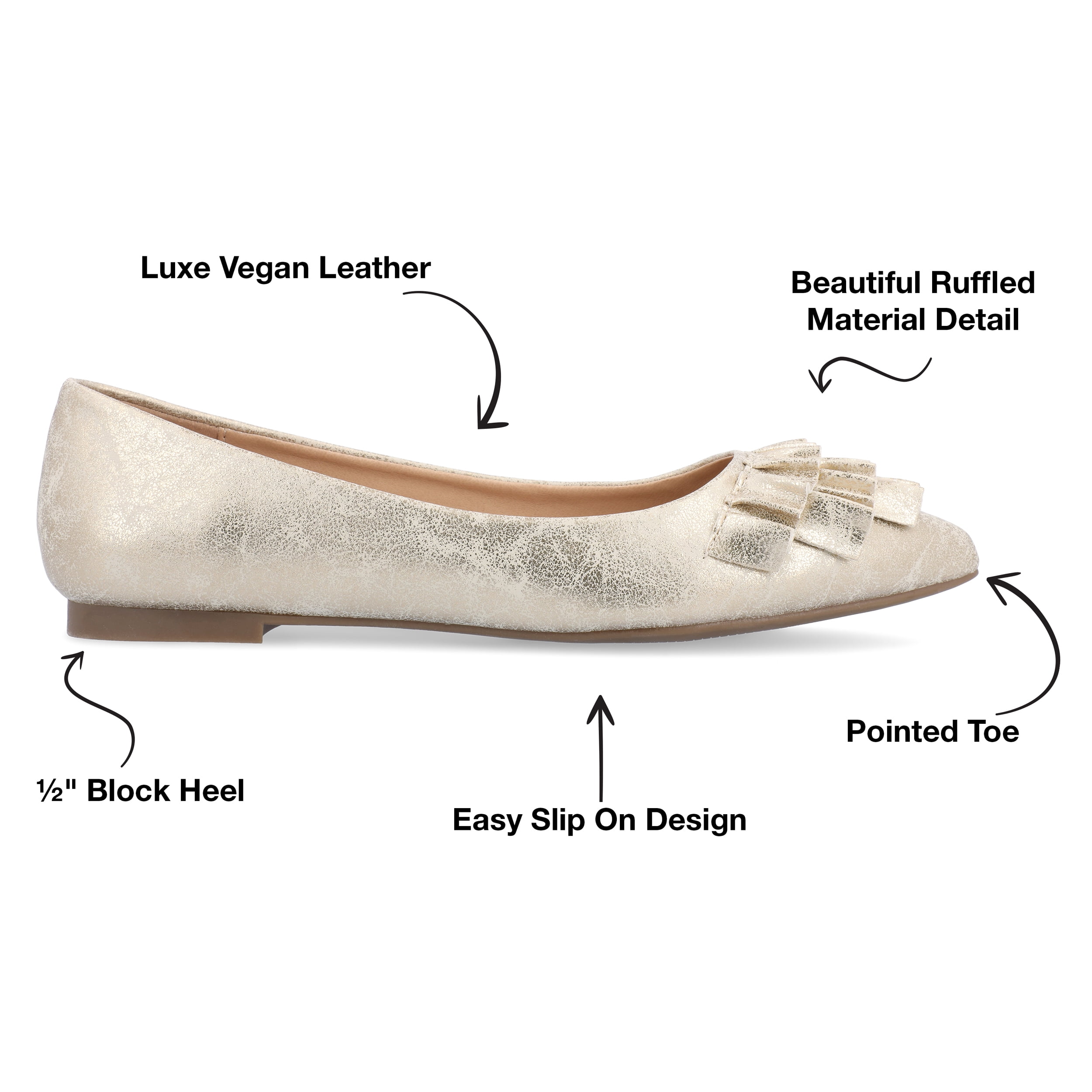 Journee Womens Judy Slip On Pointed Toe Ballet Flats, Widths Available