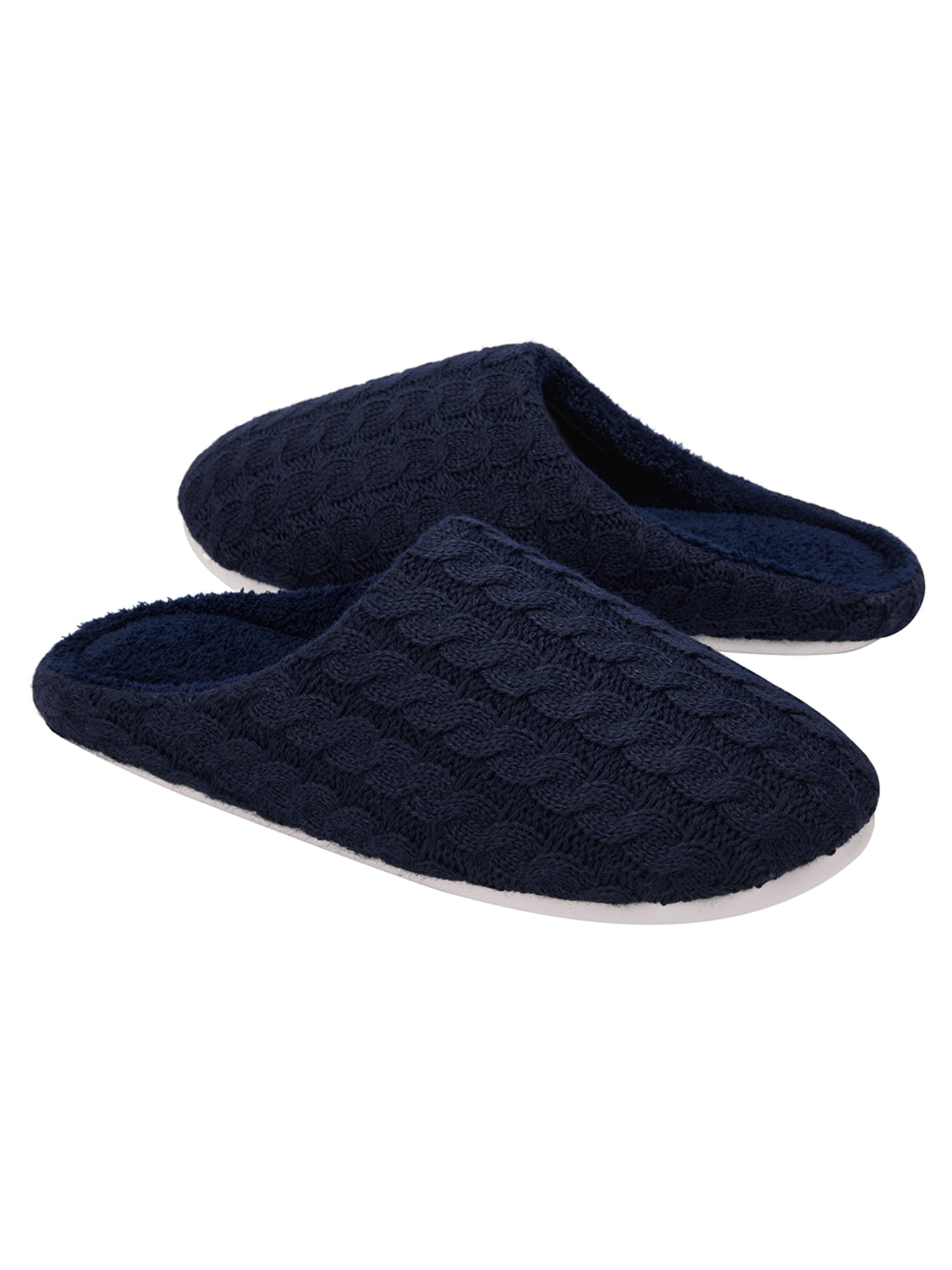 Raku Women/Mens Cotton Knit Memory Foam Slippers Terry Cloth Anti Skid Indoor/Outdoor Slip-on House Shoes