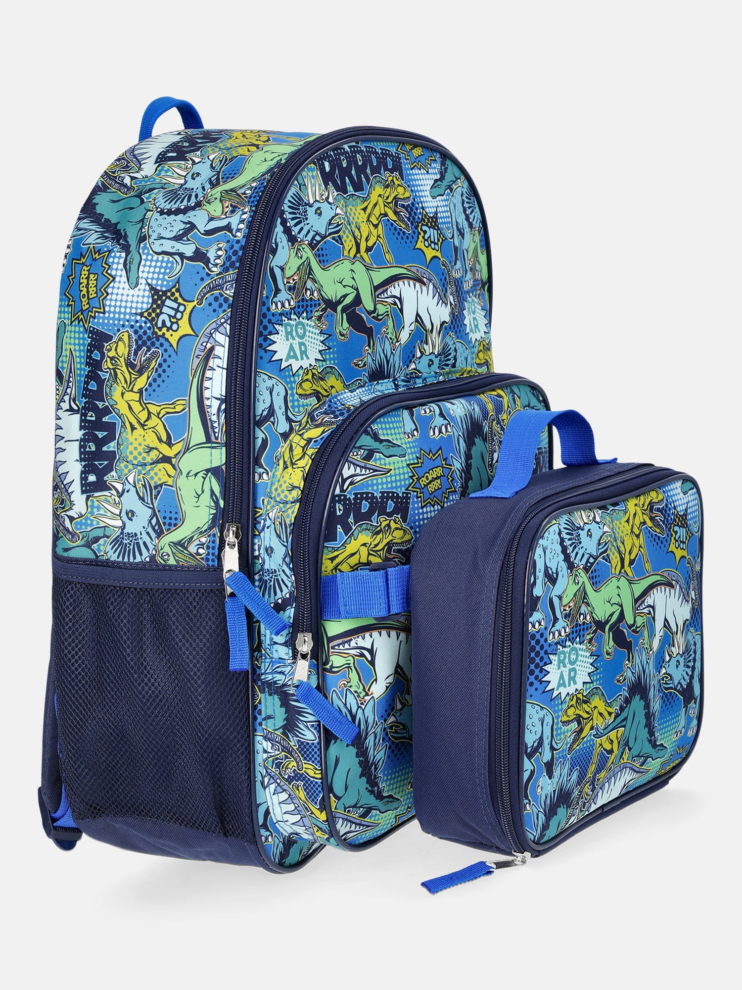 Wonder Nation Boys 17" Pop Art Dinosaur Backpack & Lunch Set, Navy