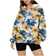 thumbnail image 4 of HomeDM Hoodies Sweatshirts for Women Floral Print Pullover Tops Long Sleeve Drawstring Hooded Shirts with Pocket - Yellow/3XL, 4 of 7