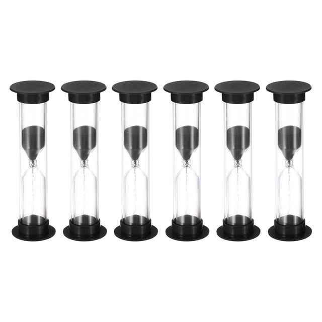 Uxcell Temporizador de Arena de 1 Minuto, Paquete de 6 Relojes de Arena Pequeños, Reloj de Arena Negro