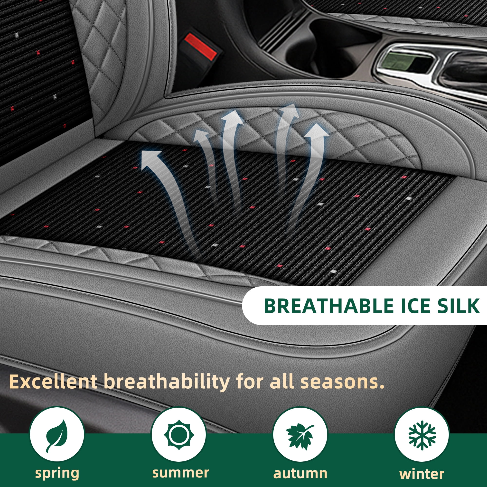 AQBDDBQ Seat Covers Full Set for Toyota RAV4 2013-2025 2026: Breathable Leather Seat Covers Cushion Ice Silk Cooling Comfort 4 Season(Grey,2 Row 5 Seat)
