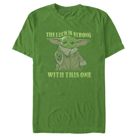 Men's Star Wars: The Mandalorian Grogu St. Patrick's Day The Luck is Strong With This One Graphic Tee Kelly Green Medium