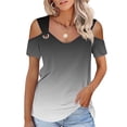 thumbnail image 2 of PVCS Womens Tops Clearance Under $5 Women Summer Sexy T- Shirt Cold Shoulder Pullover Blouse V-Neck Short Sleeve Solid Tops, 2 of 8