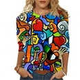 thumbnail image 2 of Women's Round Neck Floral Long Sleeve Top Loose T-ShirtCream Color Size 6XL, 2 of 5