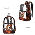 thumbnail image 2 of ZIATUBLES Clear Backpack, Heavy Duty Fabric & PVC Transparent Bookbag with Fire Soccer Ball Print, Large Capacity See Through Backpack for School College Work Travel Security, 2 of 7