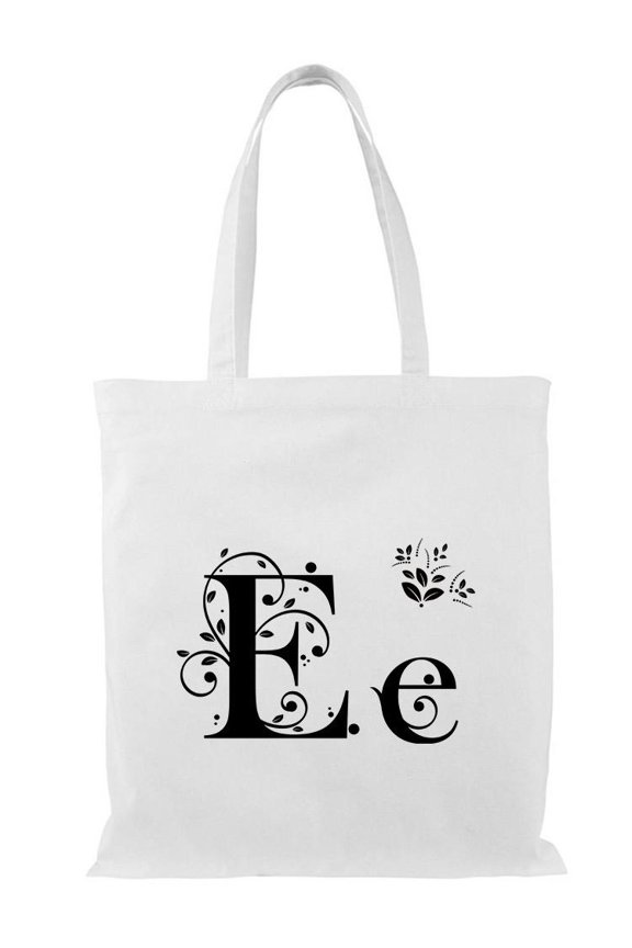 Letter E Upper Lower Case Plants Tote Bag - Image by Shutterstock, One Size Cotton Canvas Tote Bag