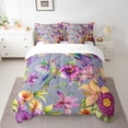 thumbnail image 2 of jejeloiu Cute Cartoon Hummingbird 7-Piece Twin Bedding Sets,Rustic Floral Bedding Comforter Set,Purple Botanical Flower Sheet Sets For Girls Kids,Luxury Bedroom Decor Reversible, 2 of 8
