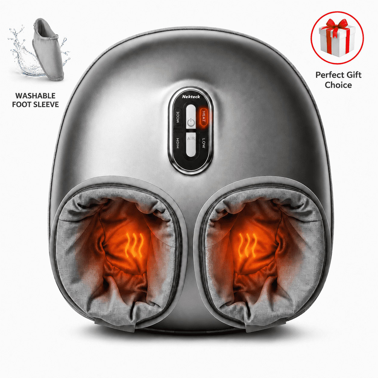 Nekteck Shiatsu Foot Massager with Heat, Air Compression Foot Massage Machine for Tired Feet, Home Office Relaxation, Holiday Gifts for Men Women