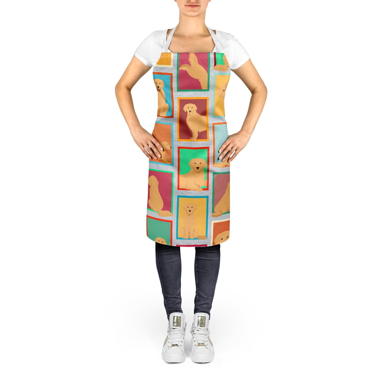 Lots of Golden Retriever Apron 27 in x 30 in