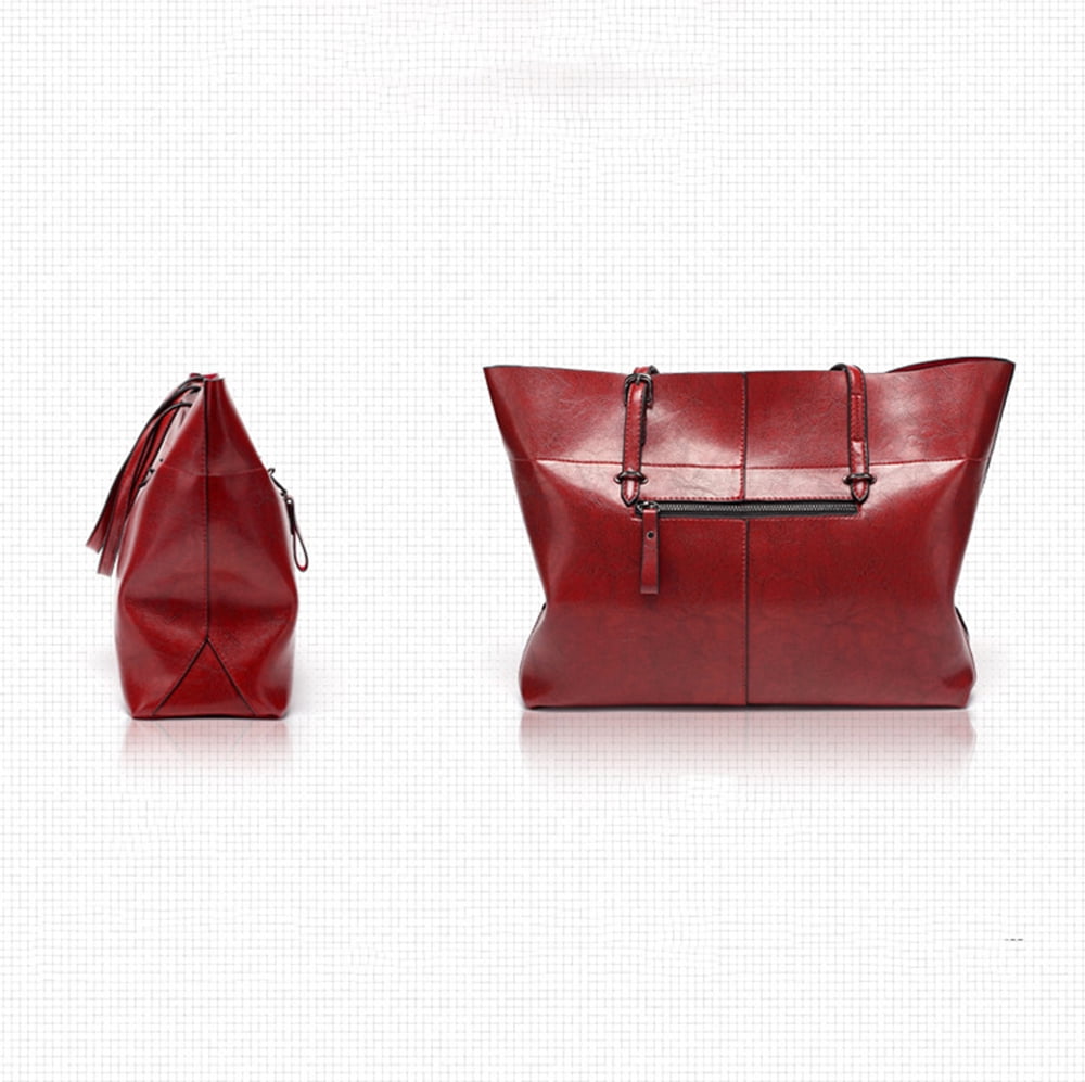 Classic Fashion Genuine Leather Tote Bag for Women Casual Big Capacity Shoulder Bag Handbag Purses with Zipper