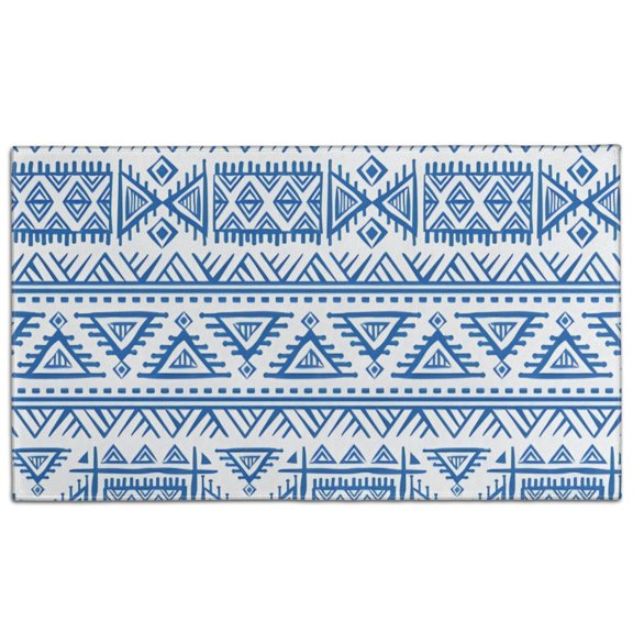 Boho Blue Geometric Ethnic Pattern Door Rugs,Washable Non Slip Door Mats Indoor,Decorative Door Mats,Entry Mat Indoor for Entrance,Bedroom,Kitchen,Bathroom,17"x30"