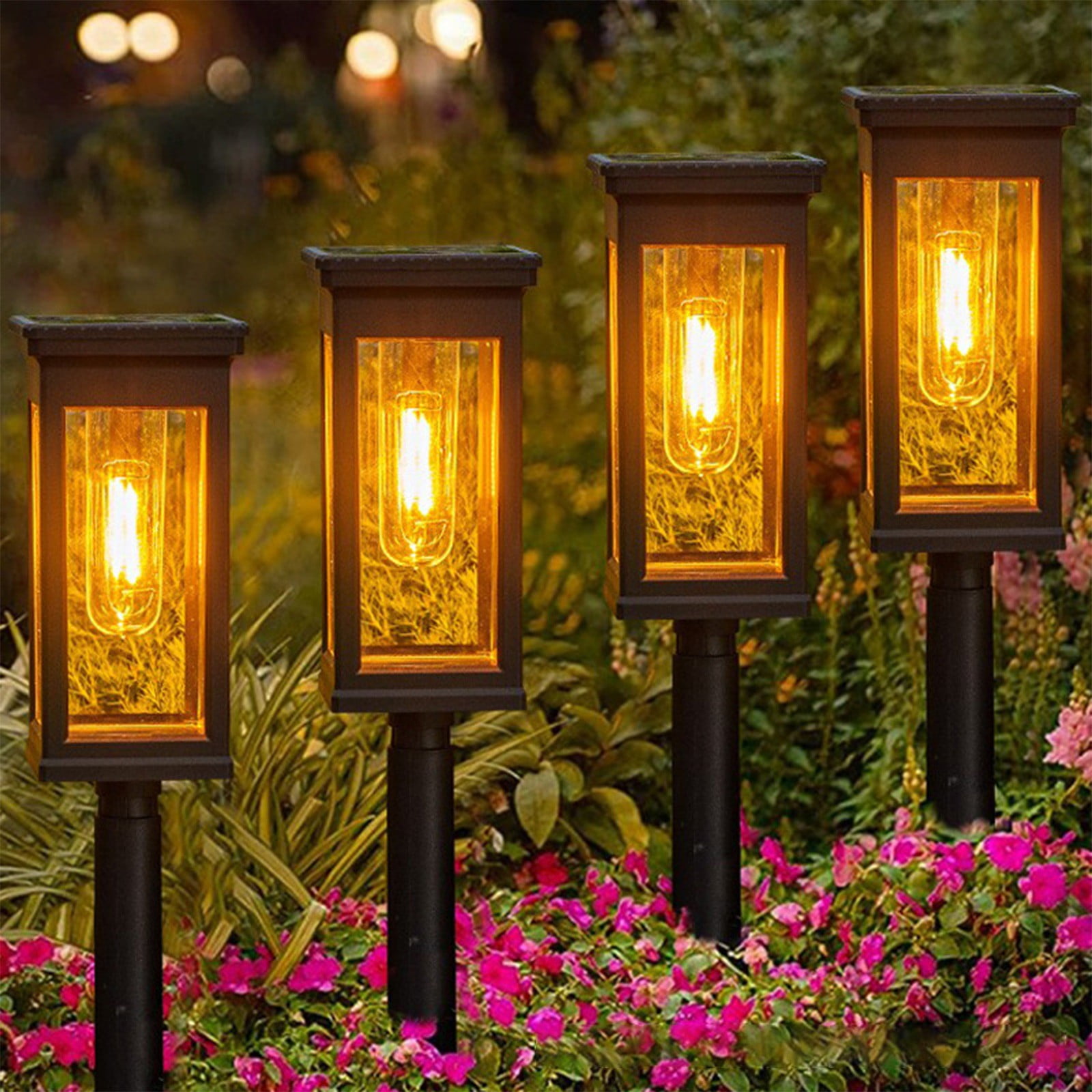 Fwttom Solar Road Light, Solar Lights Outdoor LED Lights Garden Decoration Patio Ground Plug Lights