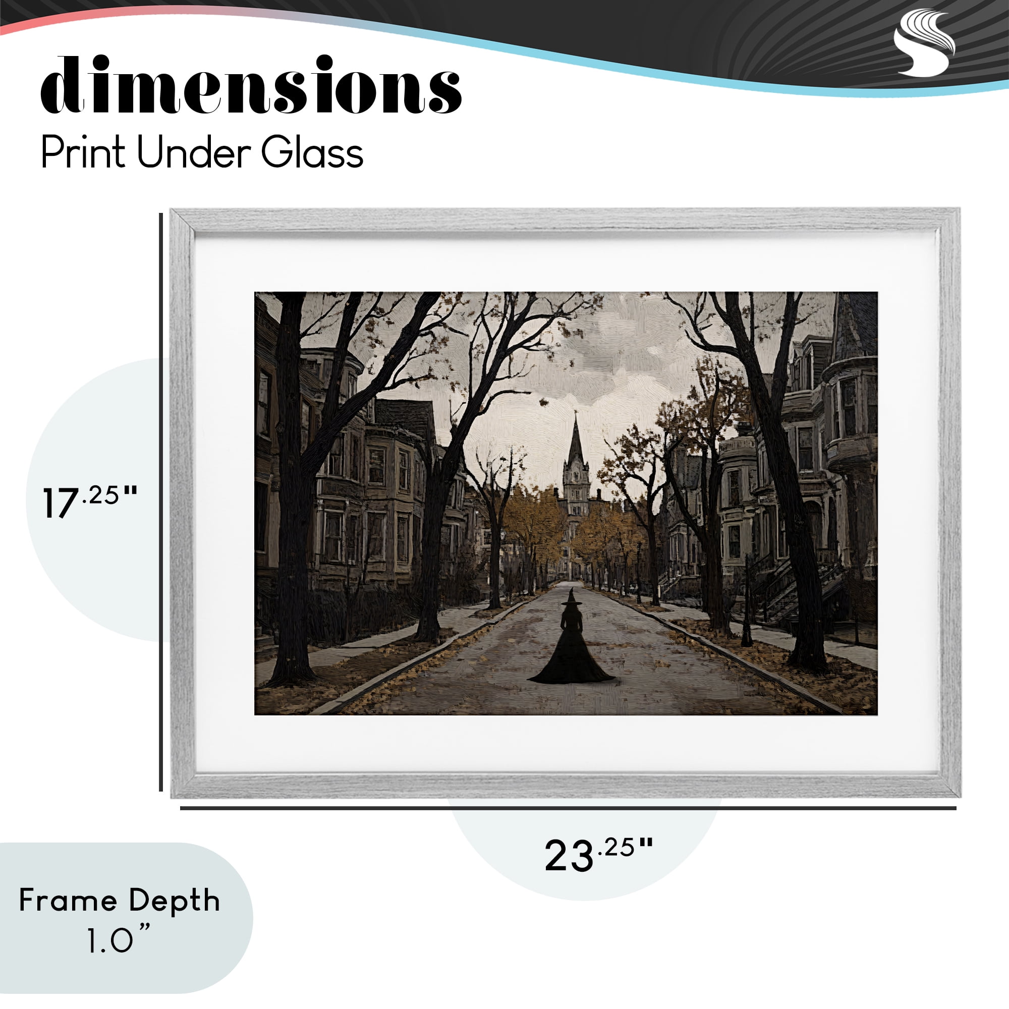 Stupell Industries Witch Strolling Town Streets Gray Framed Print Under Glass, design by Jacky Ngan