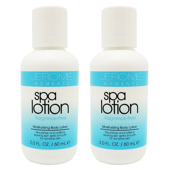 Jerome Moments Spa Lotion. Fragance-Free Skin Moisturizer. Gentle, Soothing and Hypoallergenic. 2 fl.oz. Pack of 2