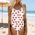 thumbnail image 2 of Delconic Women One Piece Swimsuit Polka Dot Print Scoop Neck Adjustable Side Ties Bathing Suit for Beach Pool Swimwear, 2 of 4