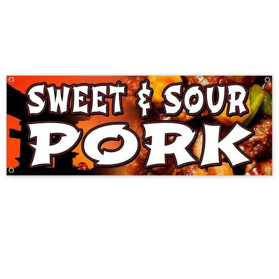 Sweet Sour Pork 13 oz Banner | Non-Fabric | Heavy-Duty Vinyl Single-Sided With Metal Grommets