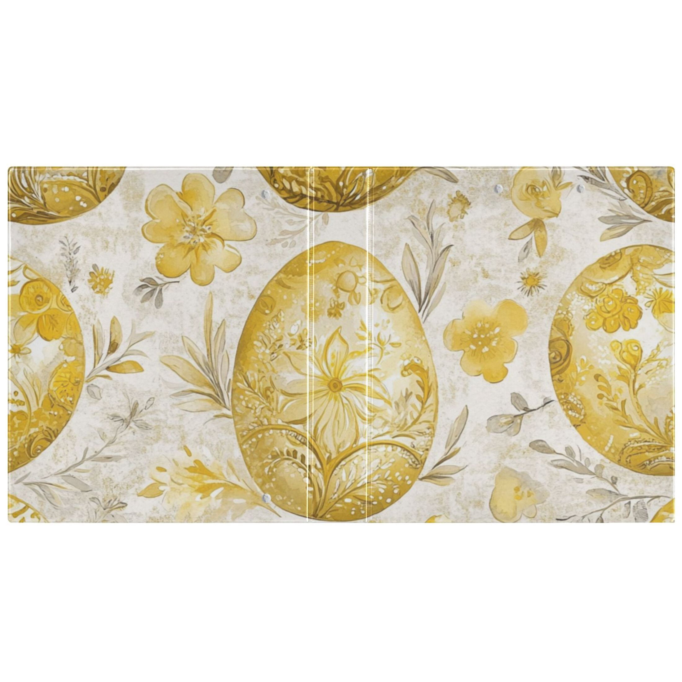 Gold Easter Eggs 3 Ring Binders 1.5 inch Hardcover File Folders with Interior Pockets A4 Size Organizer for School Office Hospital Set of 2