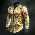thumbnail image 4 of Mens Shirts Casual Long Sleeve Button Down Carnival Top Party Celebration Wear Breathable Stylish Comfortable Shirt for Men Gold S, 4 of 4