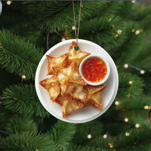 10Pcs Crab Rangoon Ornament under $5! Cagogo Crab Rangoon Foodie Ornament, Sushi Lover Gift Decor, 8cm Holiday Tree Hanging Pendant, Unique Culinary Themed Keepsake, Fun Kitchen Themed Collectible