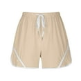 thumbnail image 4 of TRUBKH shorts for women athletic shorts for women linen shorts womens shorts casual bermuda shorts for women Beige L, 4 of 5