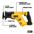 thumbnail image 2 of Sierra recíproca DEWALT 20V MAX inalámbrica compacta DCS387B, 2 of 9