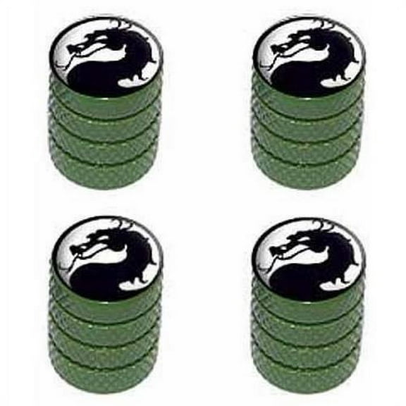 Dragon Black on White Tire Rim Wheel Aluminum Valve Stem Caps, Multiple Colors