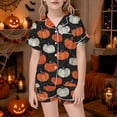 thumbnail image 2 of JAJAHO Halloween Kids Pajamas Set Boy Girl Pumpkin Ghost Pajama Short Sleeve Button 2 Piece Pjs 3-14Y, 2 of 4
