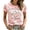 Watermelon Red, variant on Womens Pink Ribbon Breast Cancer Awareness Shirts Gradient Color Block Print Short Sleeve Tops Casual Support Breast Cancer T Shirts