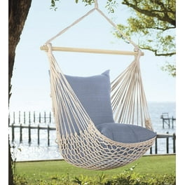 Shop4Omni Omni Patio Swing Seat Hanging Hammock Cotton Rope Chair with Cushion Seat Green Walmart