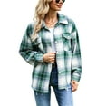 thumbnail image 5 of hirigin Women's Plaid Shirt Jacket, Casual Long Sleeve Button Down Boyfriend Shacket Coat, 5 of 9