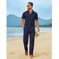 thumbnail image 3 of COOFANDY Mens Beach Sets 2 Piece Linen Outfits Vacation Shirts and Pants Matching Sets Summer, 3 of 7