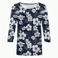 thumbnail image 2 of Towmus T Shirts for Women Graphic Crew Neck Ladies Tops 3/4 Sleeve Floral Print Summer Tops Loose Fit Pullover Shirt Lightweight Blouse for Women, 2 of 4