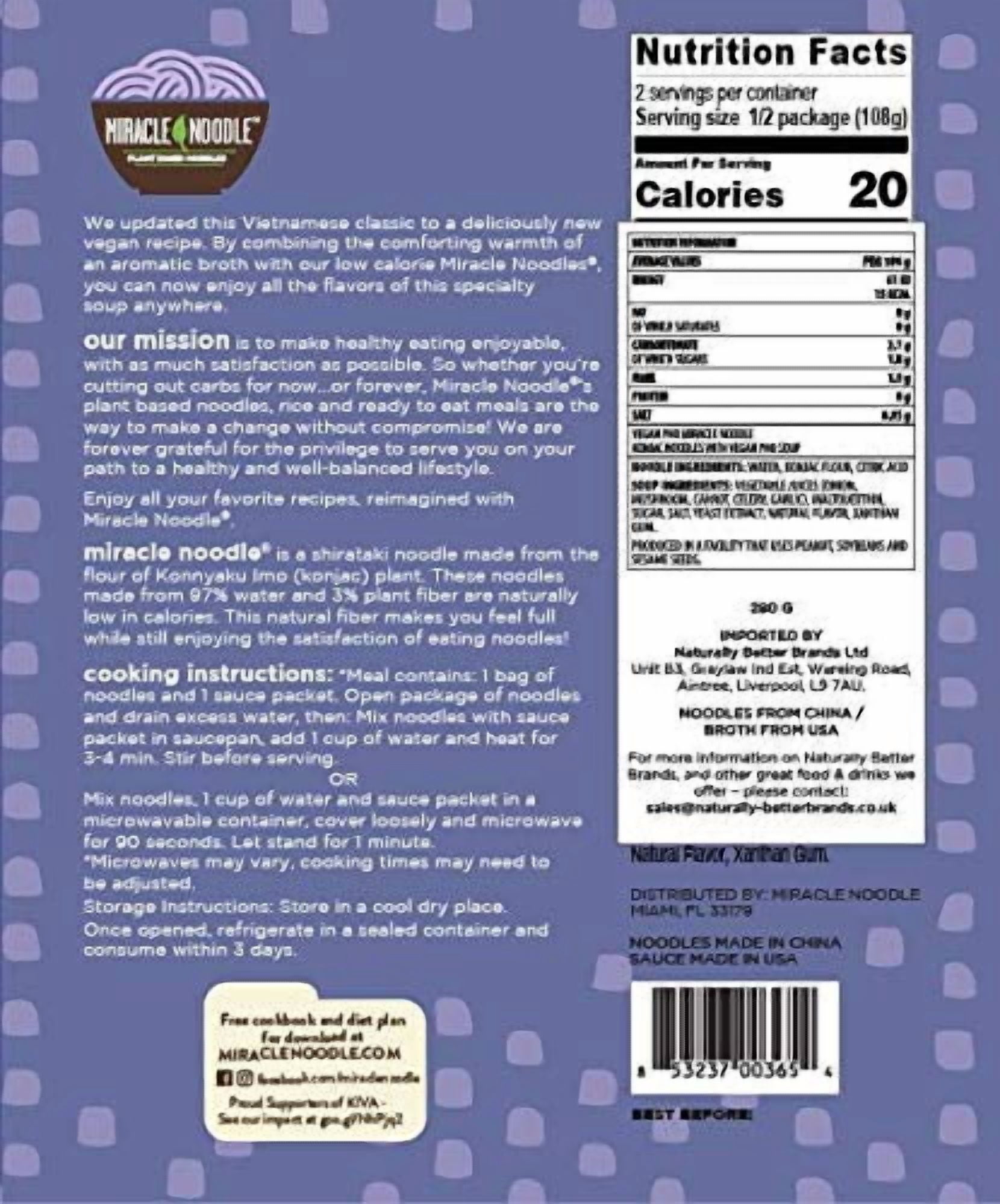 Miracle Noodle Soy Free Grain Free Ready To Eat Meal Vegan Pho Noodle Cup, 215 gm [Pack of 6]