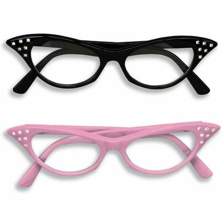 Black Rhinestone 50s Cat Eye Glasses