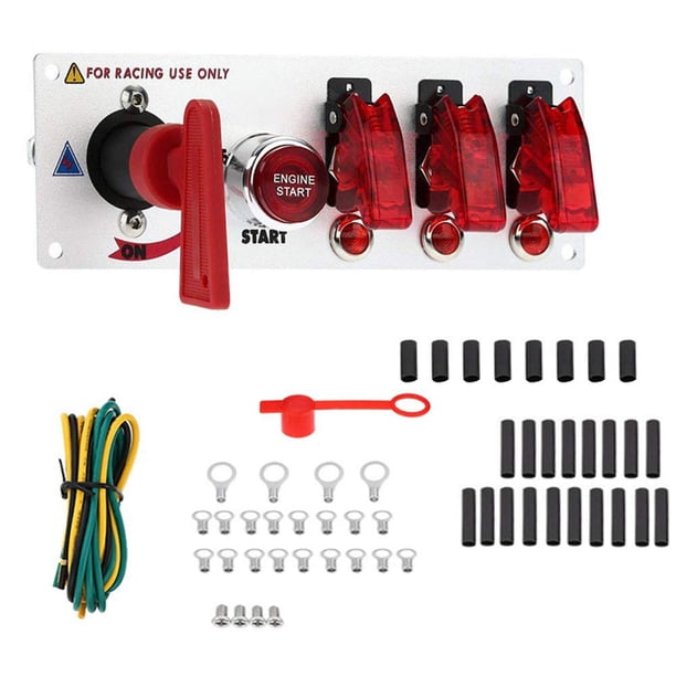 Panel De Interruptor De Encendido De 12 V Para Coches De Carreras Interruptores De Arranque De Encendido Con Botón De Arranque Del Motor Panel De Control De Encendido 5 En 1 Interruptores De Palanca D