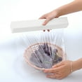 thumbnail image 4 of destyer Plastic Wrap Dispenser with Slicer Food Freshness Cling Film Storage Box Kitchen Gadget, Beige, 4 of 7