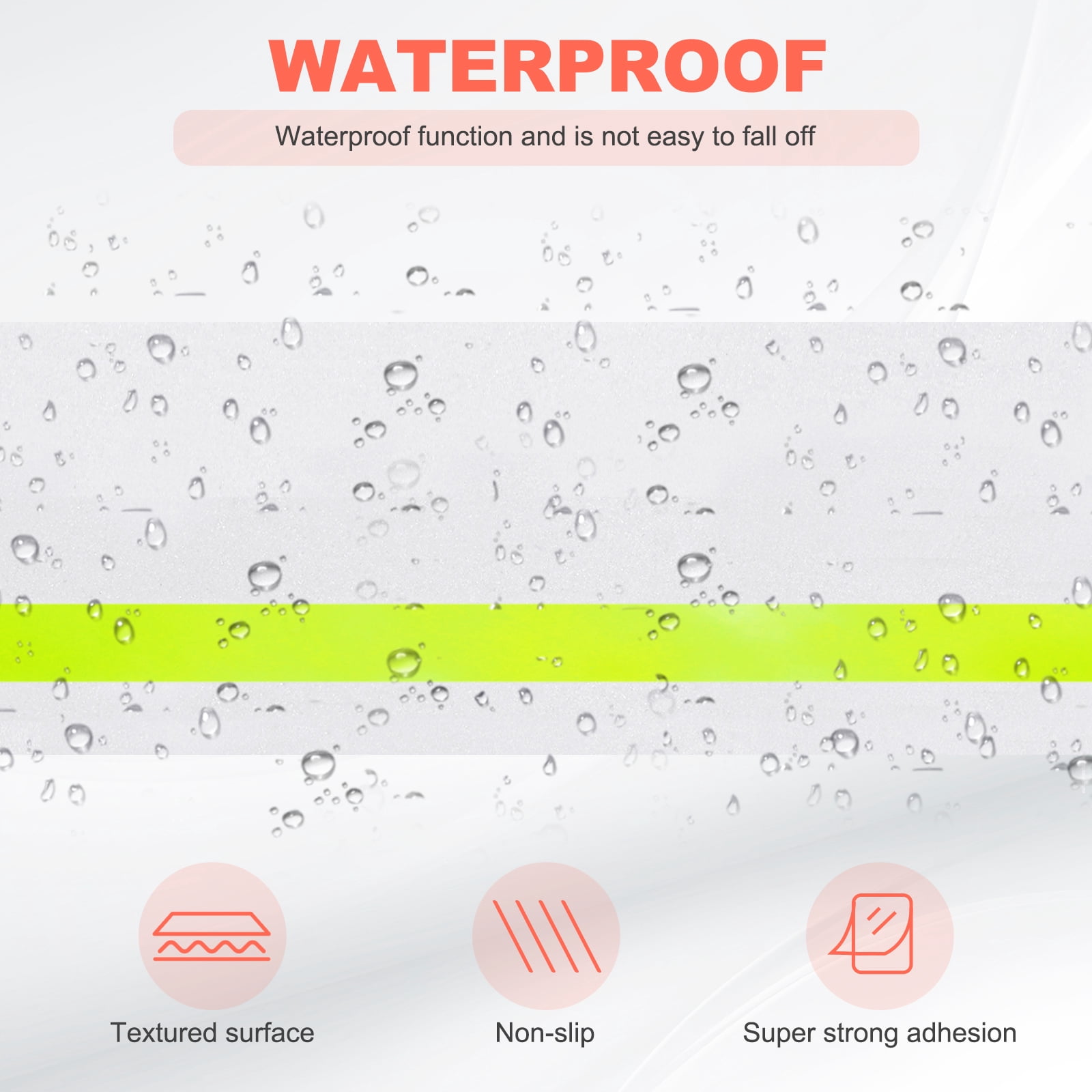 Anti Slip Traction Tape 4 Inch x 16.4ft Stair Grip Friction Adhesive Non Skid Tape Waterproof White with Yellow Tape