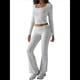 thumbnail image 3 of Conjuntos de Salón para Mujer, Conjuntos Casuales Y2K de 2 Piezas, Tops Cortos de Corta, Pantalones Acampanados con Pliegues y Chándales. Gris M, 3 of 10