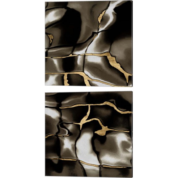 Great Art Now Golden Shimmer by Alonzo Saunders 2 Piece Canvas Art Set Each 14"W x 14"H