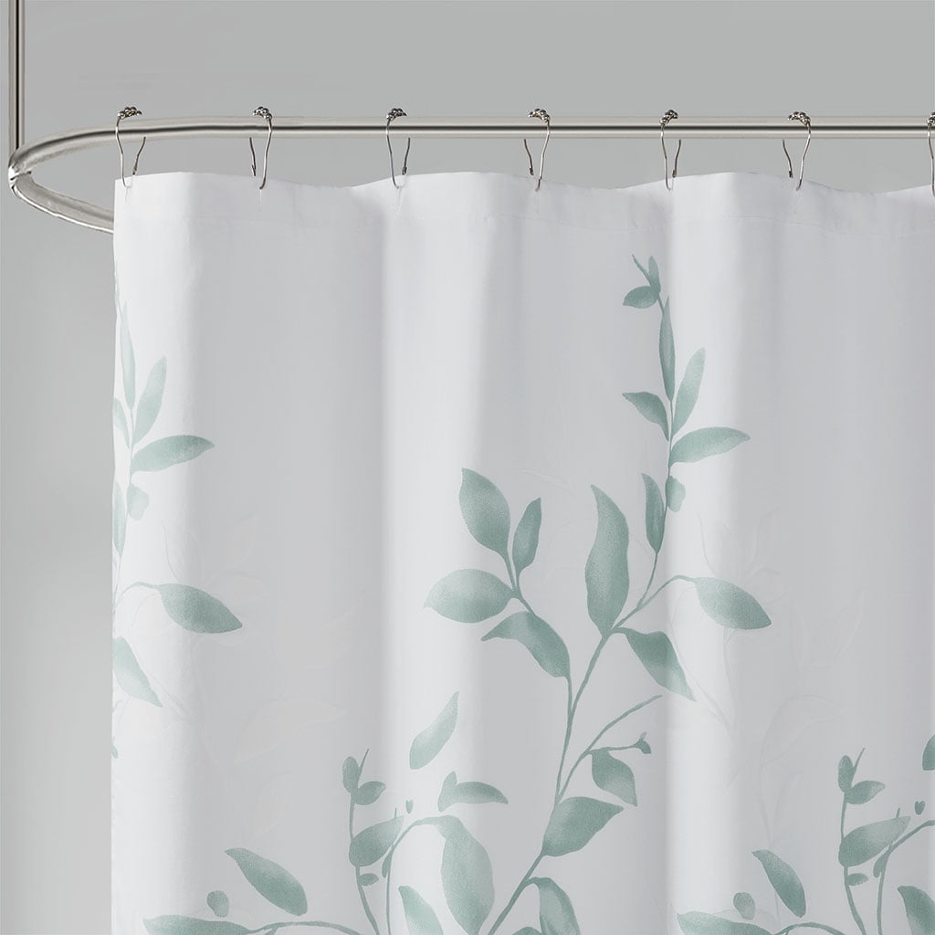 MAYEERTY Burnout Printed Shower Curtain, Seafoam Floral Bathroom Shower Curtains