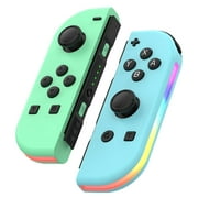 Game Controller (L/R) Colorful RGB Light  for Nintendo Switch, Wireless Joystick Replacement for Switch Controller, Support Dual Vibration/Motion Control-GREEN BLUE