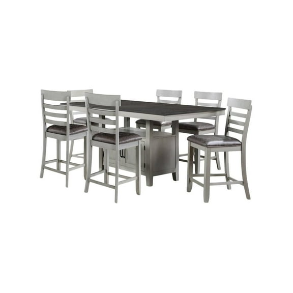 Steve Silver Hyland Stone Gray and Charcoal Wood 7-Piece Dining Set