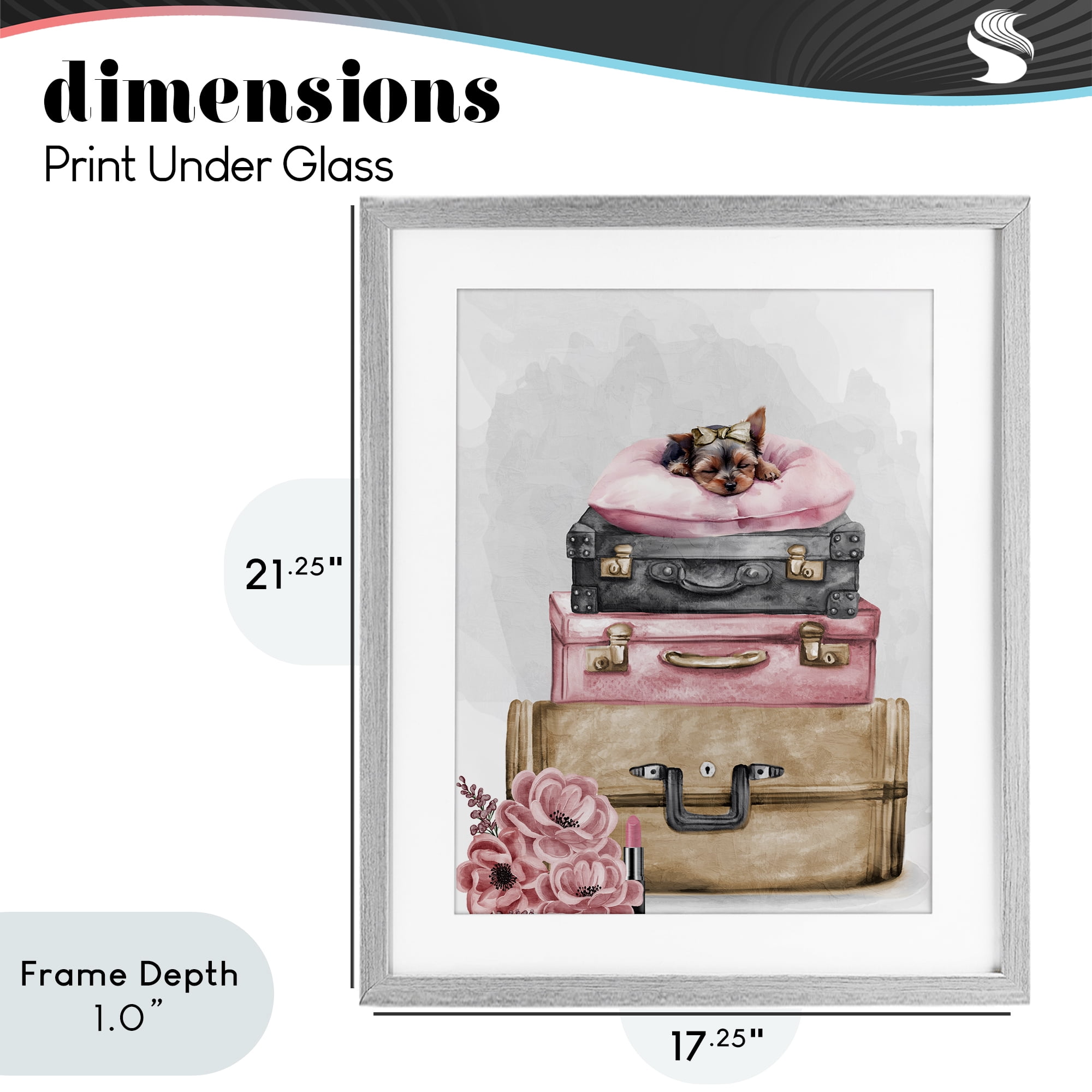 Stupell Industries Sleepy Pup Travel Gray Framed Print Under Glass, design by Kim Allen
