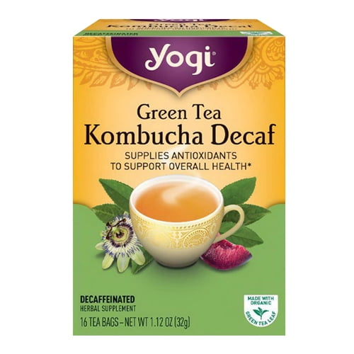 Yogi Green Tea Kombucha Decaf Herbal Supplement Tea Bags 16 Ea