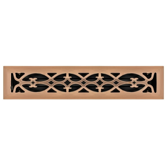 2.25" x 14" Copper Plated Victorian Style Floor Register - Decorative Vent Cover