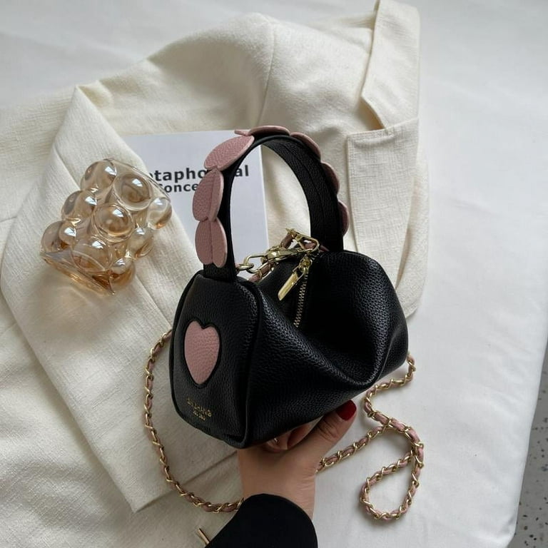 CoCopeaunts Luxury Designer Heart Shoulder Bag for Women Korean Style  Kawaii Pu Leather Versatile Trend Lipstick Purse Cute Handbag