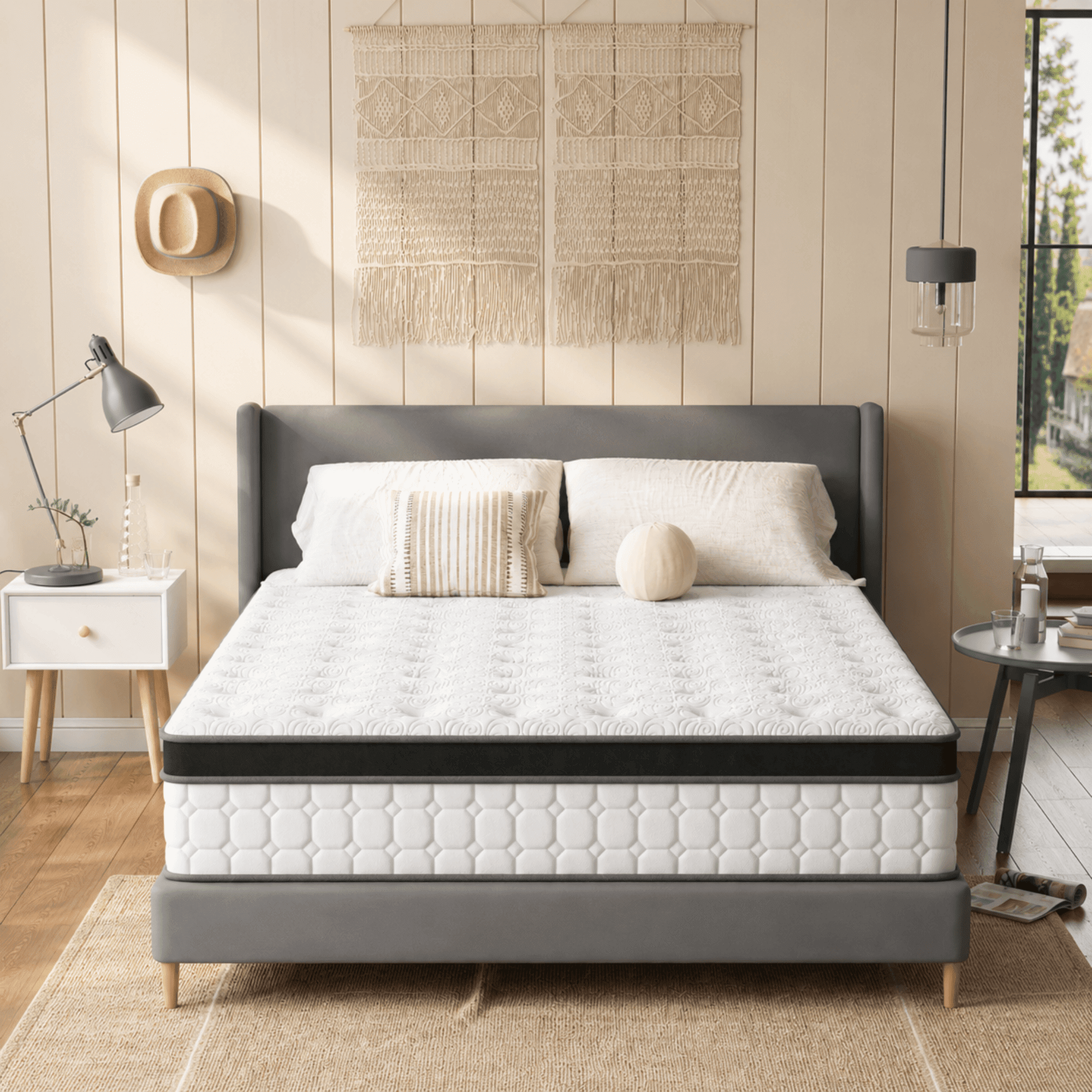 Tvdfgts 14 inch Twin Mattress, Cooling Gel Memory Foam Mattress in a Box, Individual Pocket Spring Hybrid Mattress with Pressure Relief & Motion Isolation, Soft and Comfort, Medium-Firm, CertiPUR-US