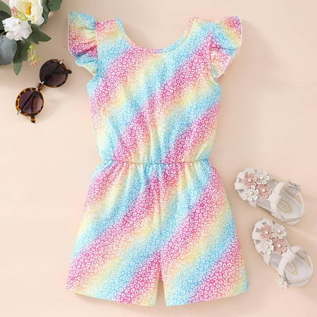 

Leesechin Baby Bodysuit Toddler Kids Boys Girls Summer Fashion Cute Flowers Print Flying Sleeve Romper Jumpsuit on Clearance